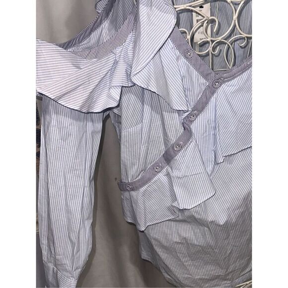 NEW WITH TAGS Beautiful Lane Bryant Ruffle Sleeve Cold Shoulder Blouse  Striped - Picture 4 of 9